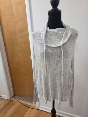 Pink Clover Light Gray Ribbed Cowl-Neck Pullover